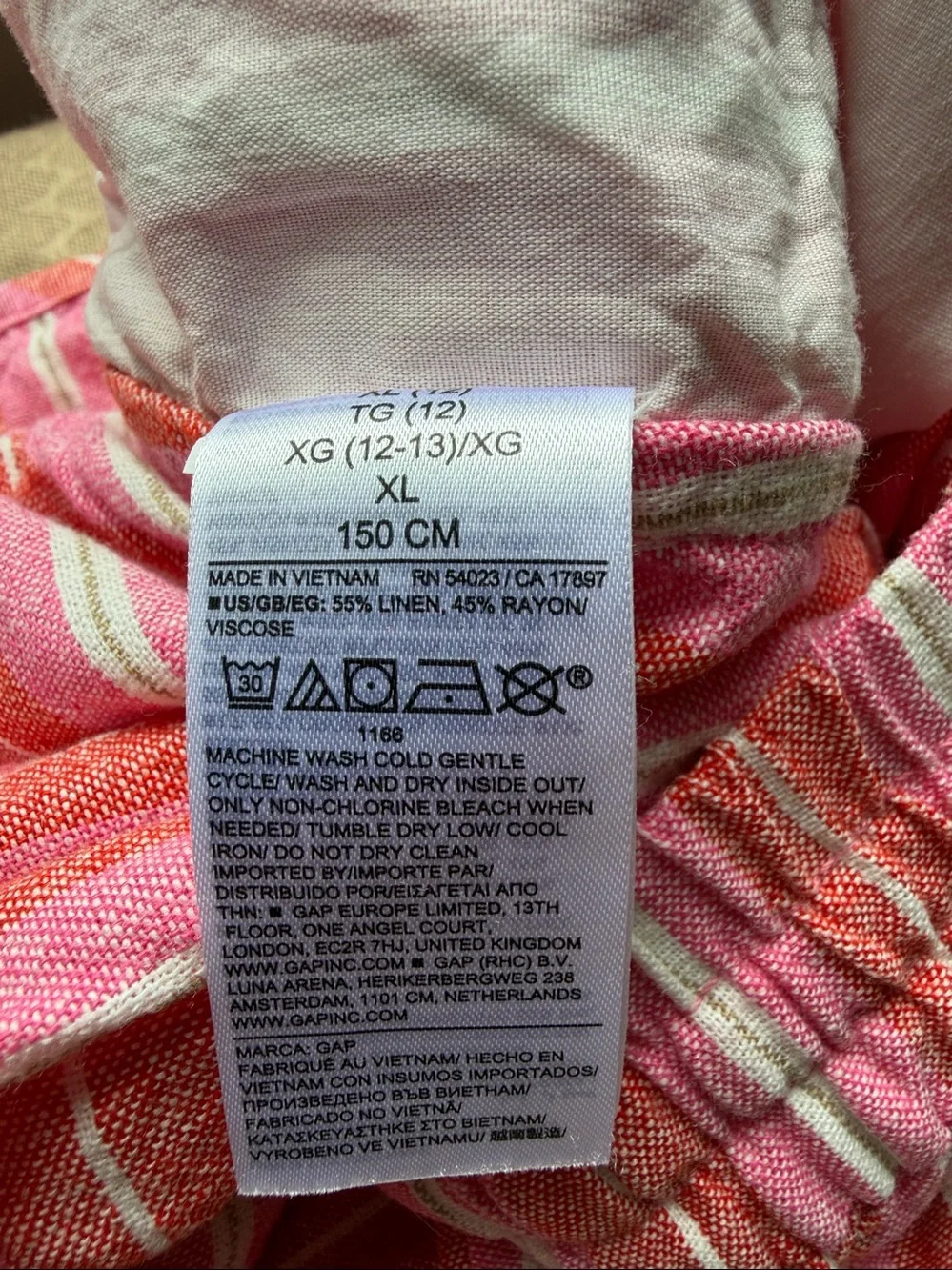 Girls GAP Pink and White Striped Linen Pants